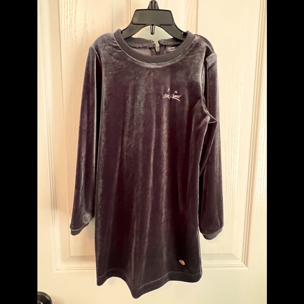 Little Girl Grey Velour Dress